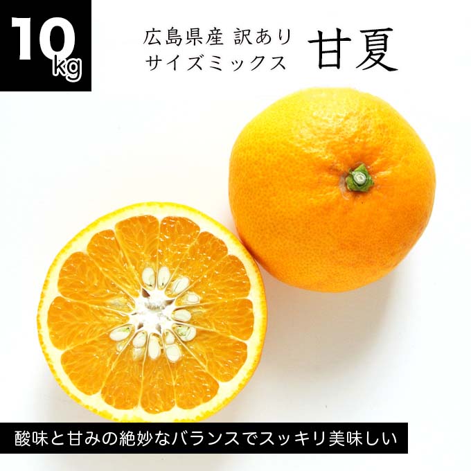 【送料無料】訳あり甘夏 10kg　広島県産 サイズミックス オトメさんの甘夏 あまなつ ナツミカン 夏みかん あまなつみかん