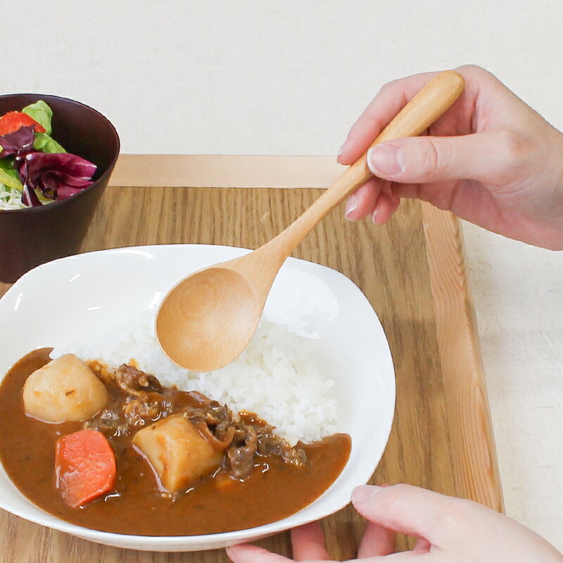スプーン おしゃれ カトラリー 木 木製 カレースプーン 業務用 かわいい 大きめ 丼...
