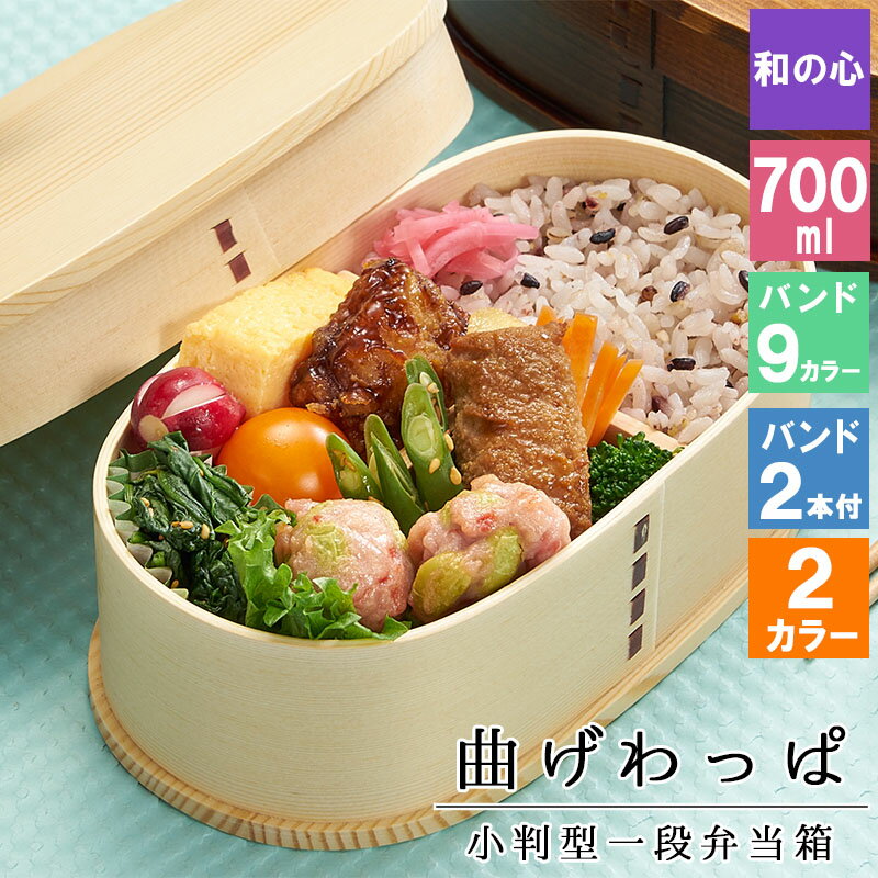 曲げわっぱ わっぱ弁当箱 弁当箱 お弁当箱 まげわっぱ 700ml セット 大人 かわいい おしゃれ ゴム 仕切り 1段 遠足 運動会 軽量 女子 スリム 男子...