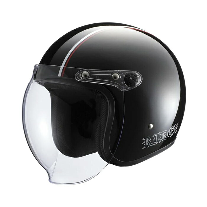 RIDEZ JB HELMET ブラック/ホワイト/レッド ジェットヘルメット ライズ 【あす楽・土曜配送あり】 バイク ヘルメット シールド付ジェットタイプ ジェット かっこいい メンズ