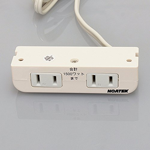 ノア 家具用コンセント（什器用） 2ヶ口コンセント 白 VFFコード2m 棚下直付タイプ 1500Wまで Lプラグ NC1529白 ノアテック
