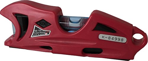 在庫限り アカツキ製作所(KOD) プロテクトアーマープラス 150mm RB-150R 赤 ホルダー付水平器 超強力マグネット 見やすい水平気泡管 専用ホルダー付 シルバー目盛り線