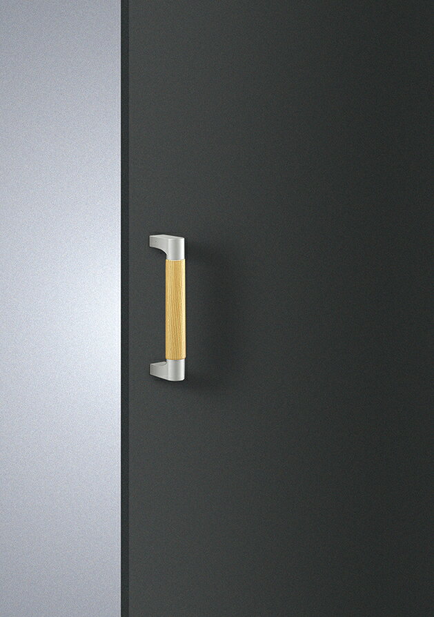 Rakuten - 在庫確認可 ユニオン 直送 T261-57-208 建築用金物 アーキズム ドアハンドル 押し棒 ABS 木目調ライト色＋ユニキャスト シルバー 1セット（内外） L206