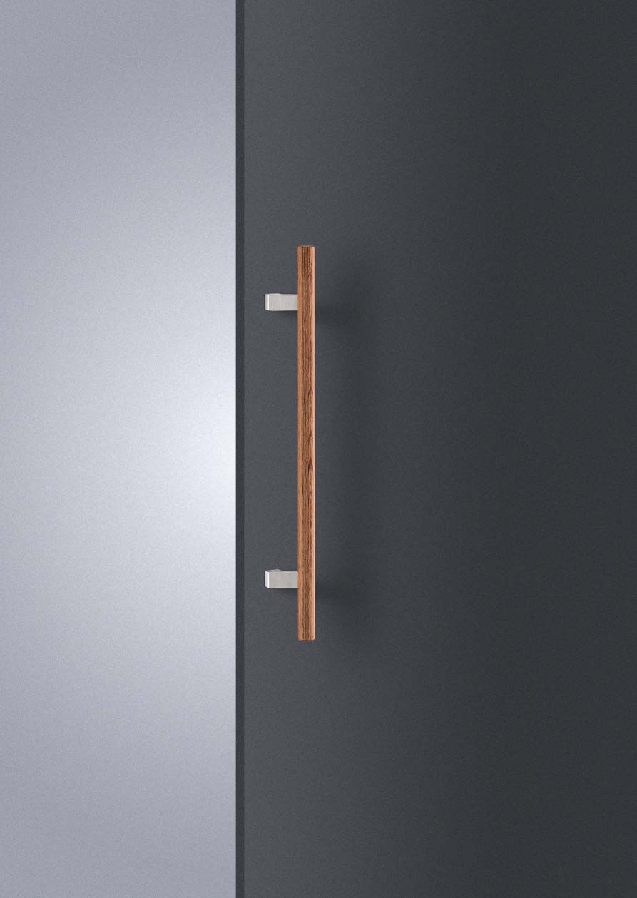 Rakuten - 在庫確認可 ユニオン 直送 T4227-36-050 建築用金物 アーキズム ドアハンドル 押し棒 ユニウッド ブラウン＋ステンレス ヘアライン 1セット（内外） L600