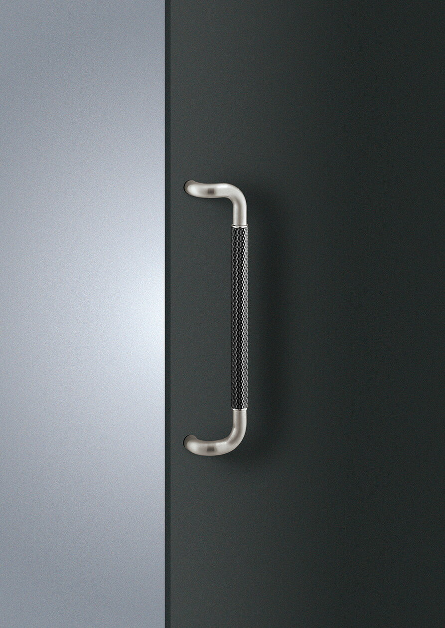 Rakuten - 在庫確認可 ユニオン 直送 T1126-01-691 建築用金物 アーキズム ドアハンドル 押し棒 エラストマー ブラック＋ステンレス ヘアライン 1セット（内外） L600