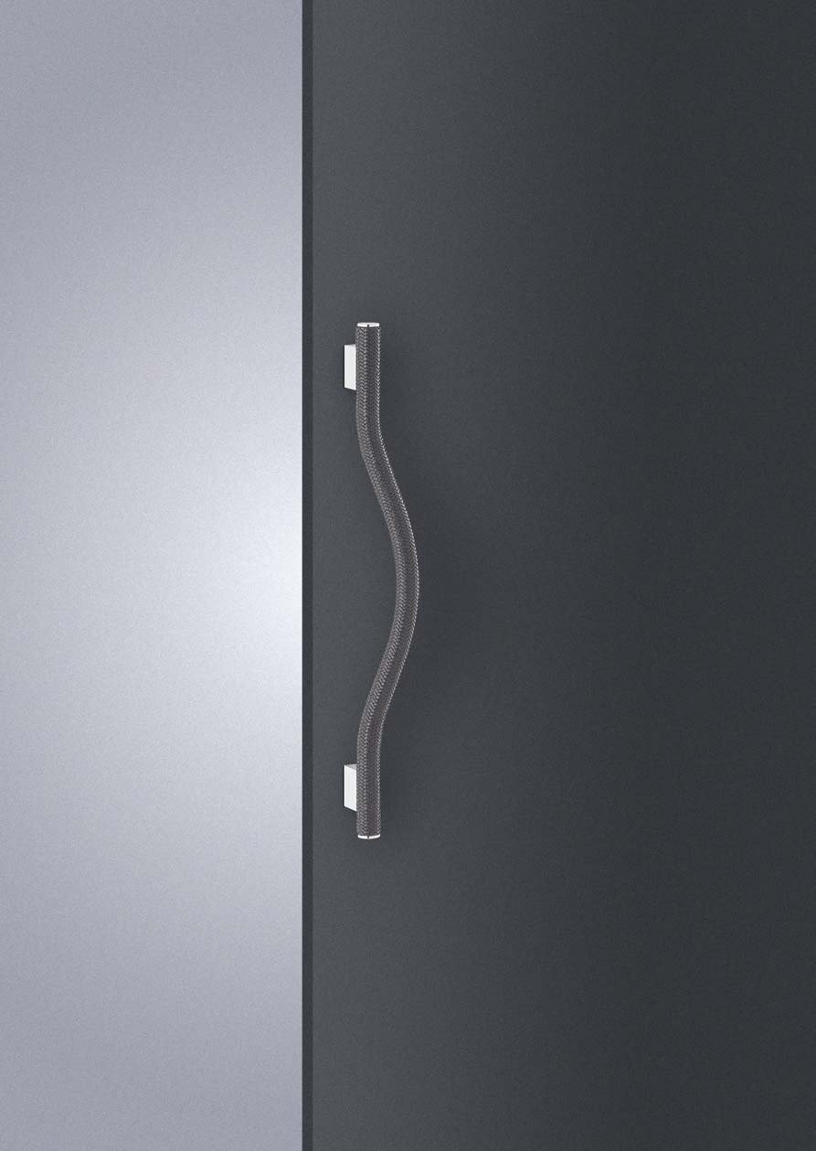 在庫確認可 ユニオン 直送 T1237-01-991 建築用金物 アーキズム ドアハンドル 押し棒 ブレイドレザー ブラック＋ステンレス ミラー 1セット（内外） L606