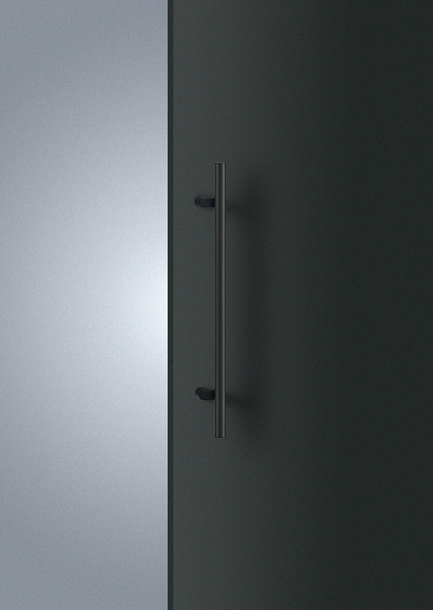 Rakuten - 在庫確認可 ユニオン 直送 T2930-51-691 建築用金物 アーキズム ドアハンドル 押し棒 除電ABS ブラック＋アルミ ユニフロストブラック 1セット（内外） L600