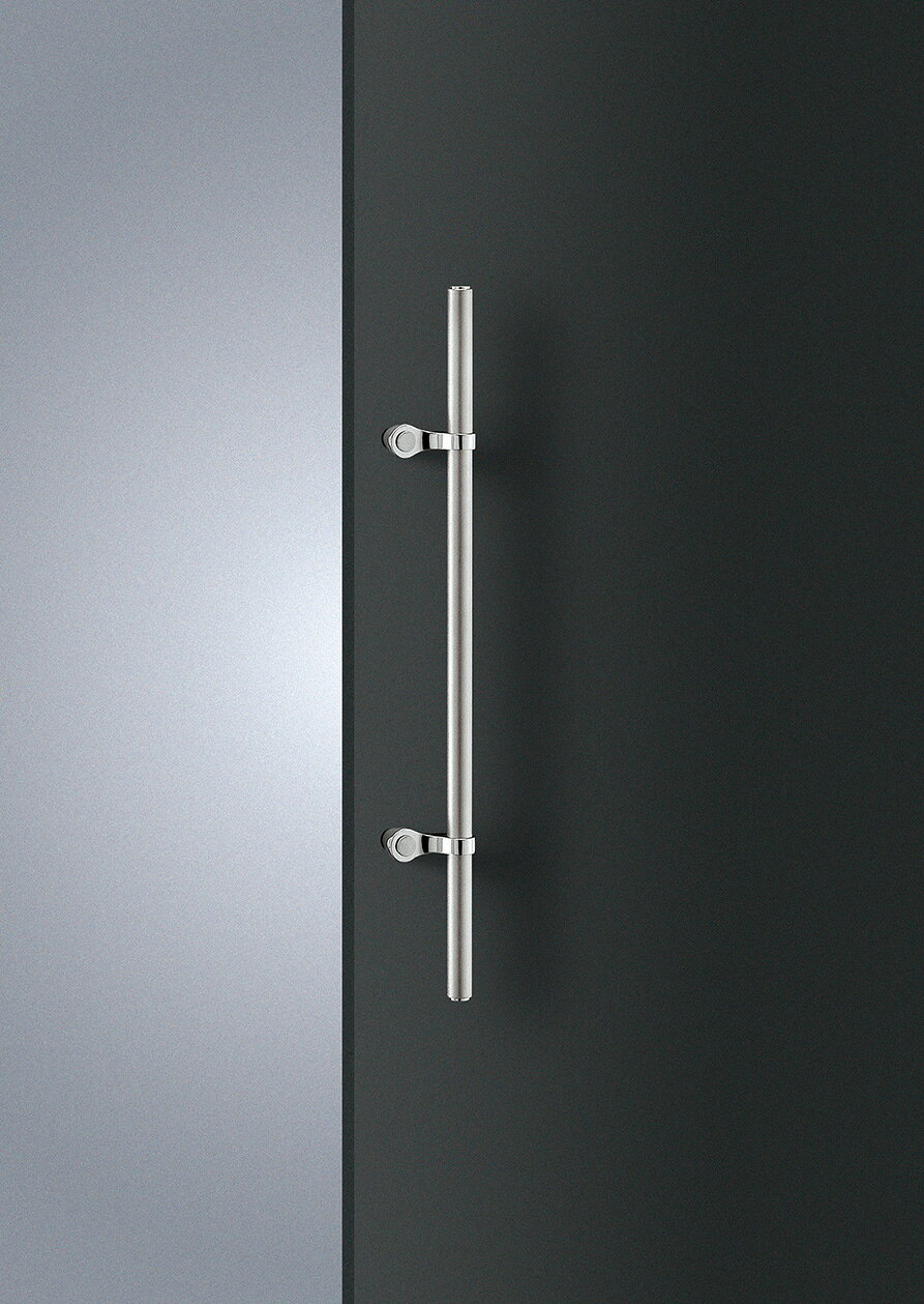 Rakuten - 在庫確認可 ユニオン 直送 T3275-02-035 建築用金物 アーキズム ドアハンドル 押し棒 ステンレス バイブレーション＋ミラー＋ブラス クロム 1セット（内外） L750