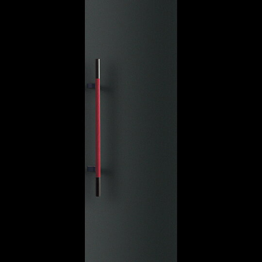 Rakuten - 在庫確認可 ユニオン 直送 T3321-35-156 建築用金物 アーキズム ドアハンドル 押し棒 ユニウッド レッド(クリアペイント)＋ブラックペイント＋アルミ ブラック 1セット（内外） L700