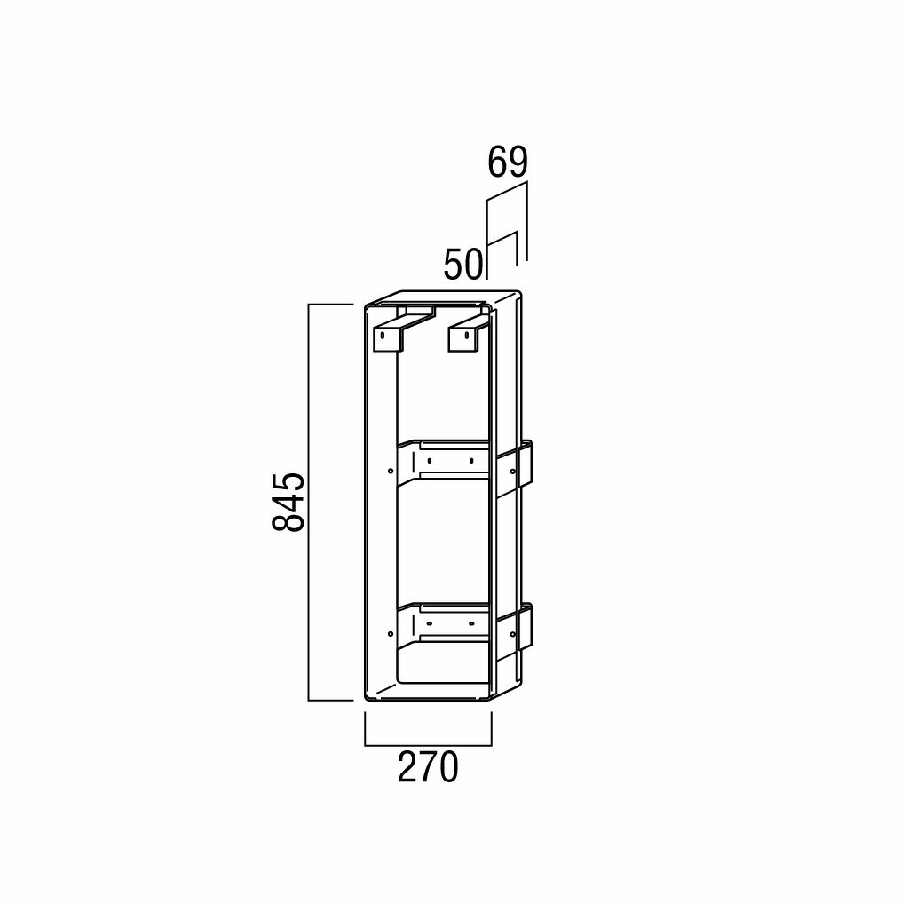 Rakuten - 在庫確認可 ユニオン 直送 BRN-0017 建築用金物 アーキズム 消火器ケース ブラケット 絵・文字標識ステッカー専用 半埋込タイプ スチール 亜鉛メッキ 1ケ 270×69×845