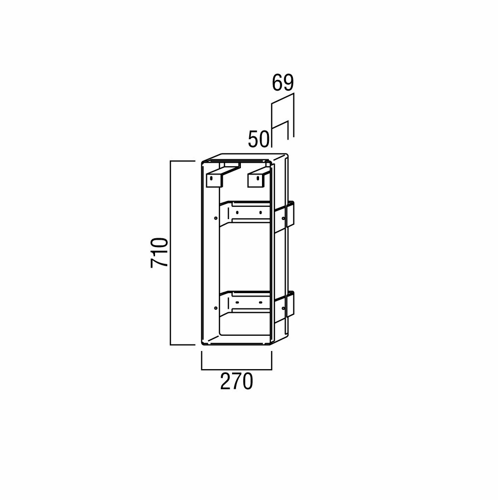 Rakuten - 在庫確認可 ユニオン 直送 BRN-0024 建築用金物 アーキズム 消火器ケース ブラケット 文字標識ステッカー専用 半埋込タイプ スチール 亜鉛メッキ 1ケ 270×69×710