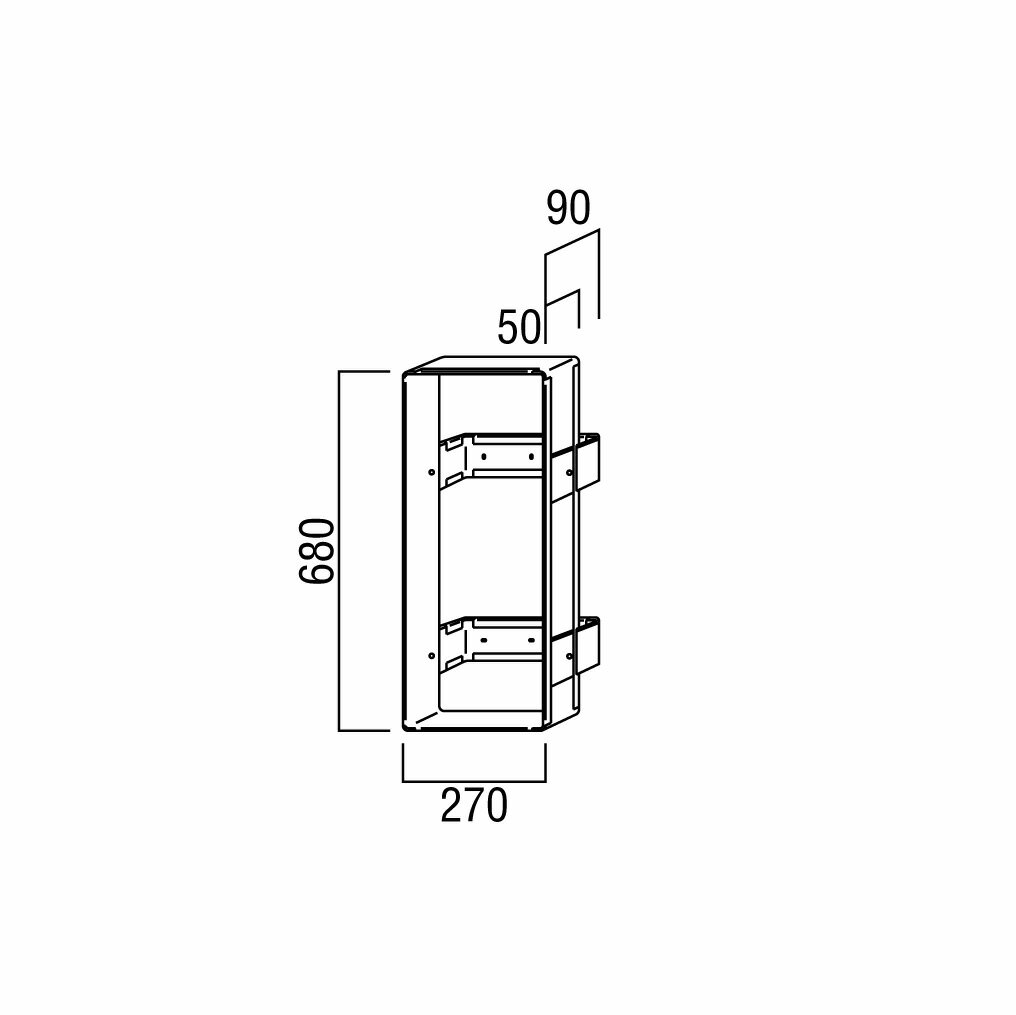Rakuten - 在庫確認可 ユニオン 直送 BRN-0031 建築用金物 アーキズム 消火器ケース ブラケット 絵・文字標識なし専用 半埋込タイプ スチール 亜鉛メッキ 1ケ 270×90×680