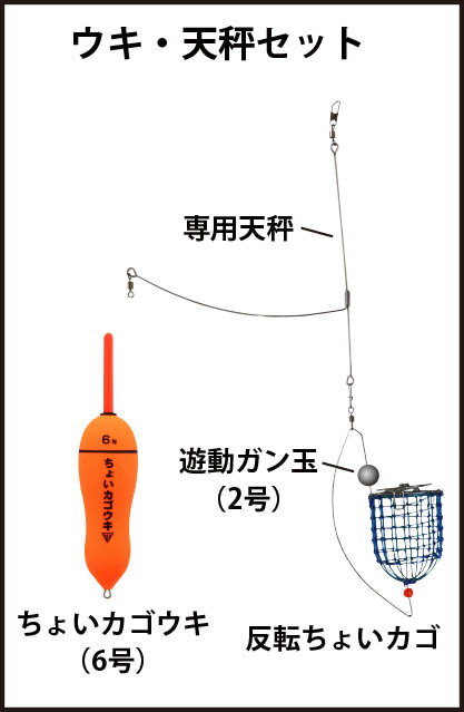 釣研 反転ちょいカゴ ウキ・天秤セット Mサイズ