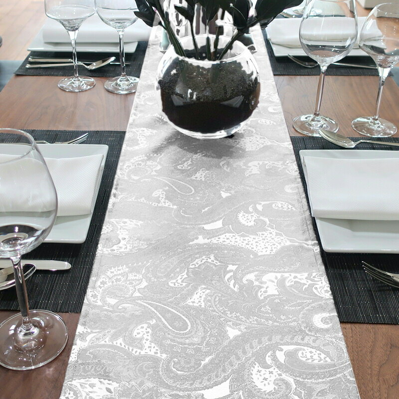 ペイズリー テーブルランナーサイズ:幅50cm×長さ170cm【テーブルランナー ローテーブル センターテーブル ペーズリー柄 食卓 北欧 おしゃれ エスニック ポリエステル製 サイズ変更可 パールホワイト パールグレー ロイヤルレッド ロイヤルブルー】NANNA