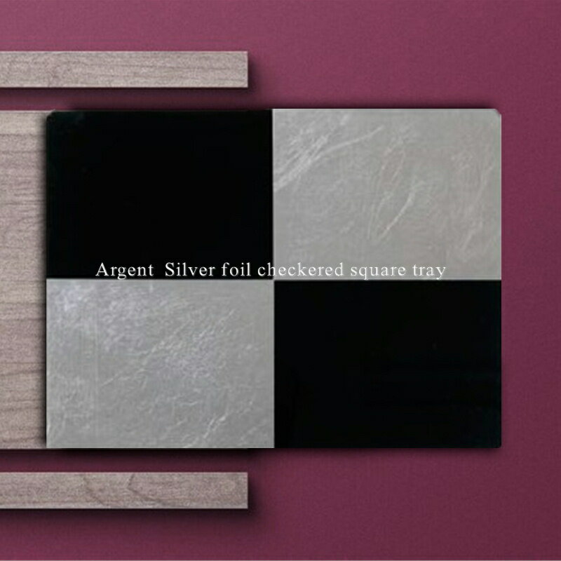Rakuten - 【ポイント10倍5/9 20時～】Argent/アルジャン 銀箔市松長角盆（漆塗り）D43.6×H3.3cm【長角盆/四角皿/スクエアトレー/スクエアプレート/食器/人気/和風/モダン/売れ筋/おしゃれ/市松模様/磁器/日本製/ホテル/レストラン/カフェ風/ギフト/お祝い/結婚祝い】NANNA