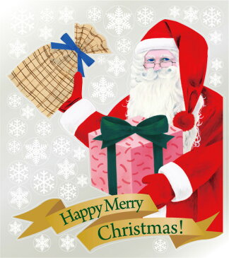 6898 巨大ウィンドウシール Window Seal Happy Merry Christmas! 再剥離可能 両面印刷 透明シール 素材：ゲルポリ サイズ：W800mm×H900mm ※お取寄商品