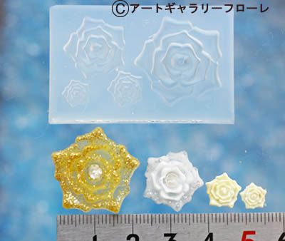 ミニ型抜き（シリコン粘土型）　ぷっくり薔薇L