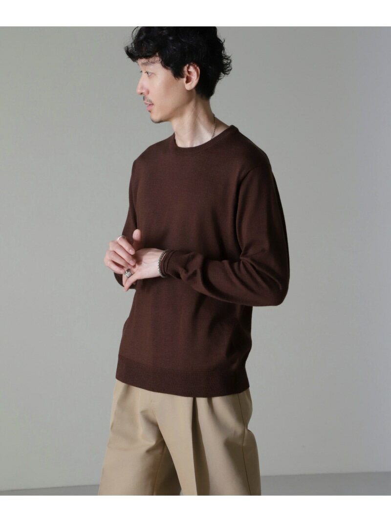 【SALE/60%OFF】タスマニアミックスクルーネックニット NANO universe ナノユニバース トップス ニット ブラック ネイビー グレー ブラウ...