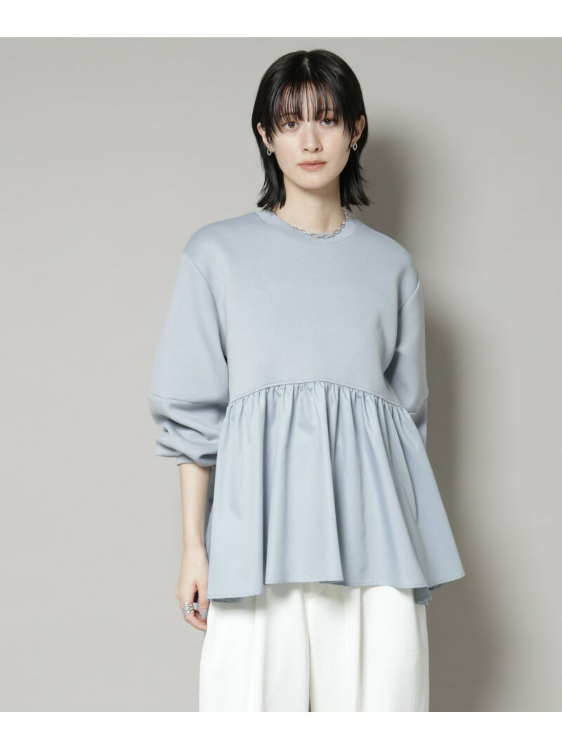 布帛コンビペプラムカットトップス NANO universe ナノユニバース トップス カットソー・Tシャツ ブラック ブラウン グレー【送料無料】[Rakuten Fashion]