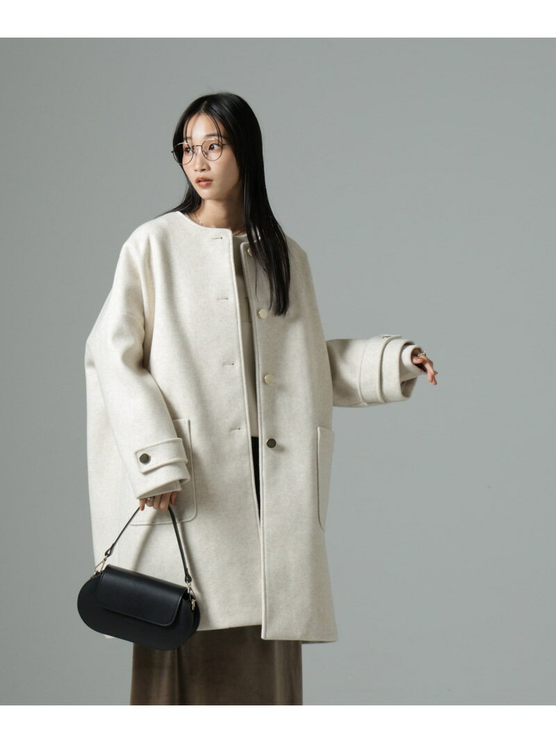 ノーカラーコクーンミドルコート NANO universe ナノユニバース ジャケット・アウター その他のジャケット・アウター ホワイト ブラック グレー【送料無料】[Rakuten Fashion]