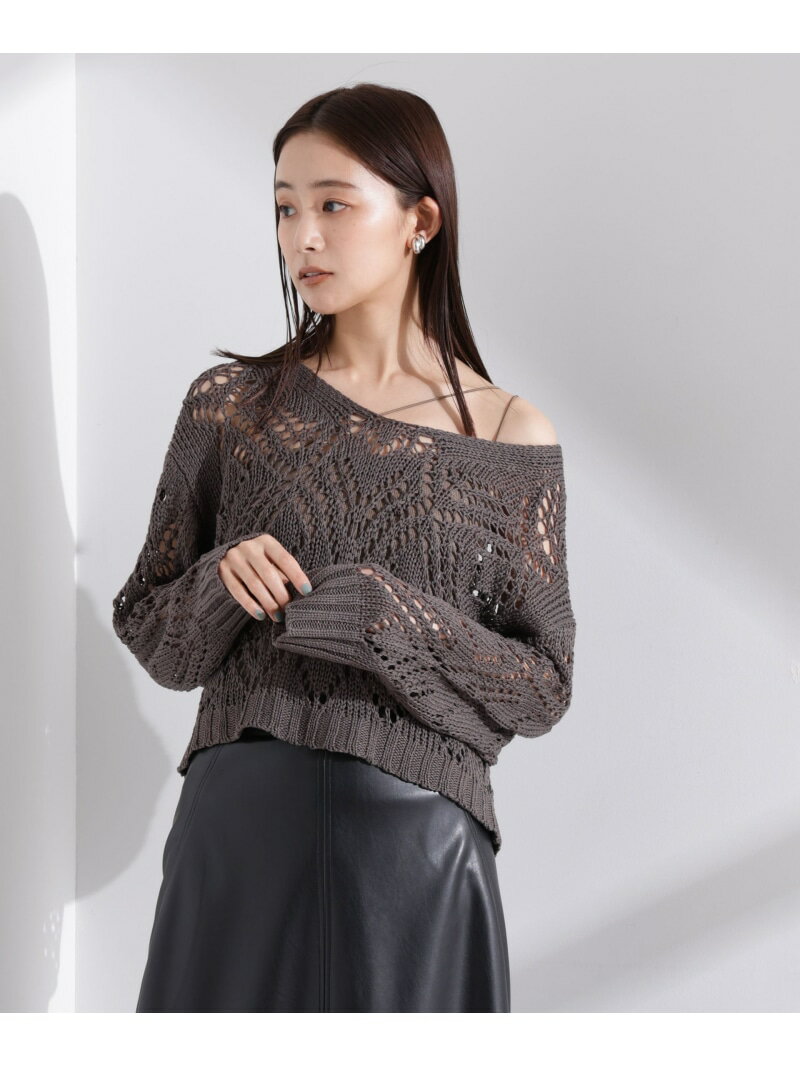 リリヤーン透かし編み柄ニットプルオーバー NANO universe ナノユニバース トップス ニット グレー グリーン ホワイト【送料無料】[Rakuten Fashion]のサムネイル