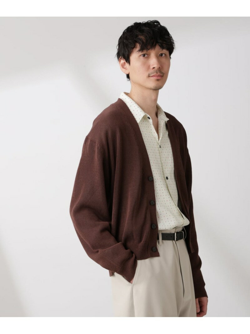 【SALE／50%OFF】シアーニットカーディガン NANO universe ナノユニバース トップス ニット ベージュ ブラック ブラウン【RBA_E】【送料無料】[Rakuten Fashion]