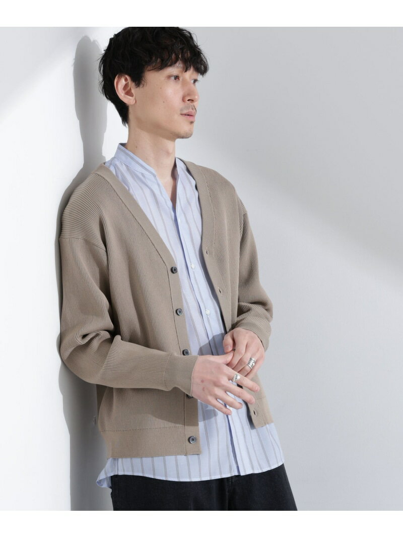 【SALE／50%OFF】CICAドライタッチ リブカーディガン NANO universe ナノユニバース トップス ニット グレー ブラウン【RBA_E】【送料無料】[Rakuten Fashion]