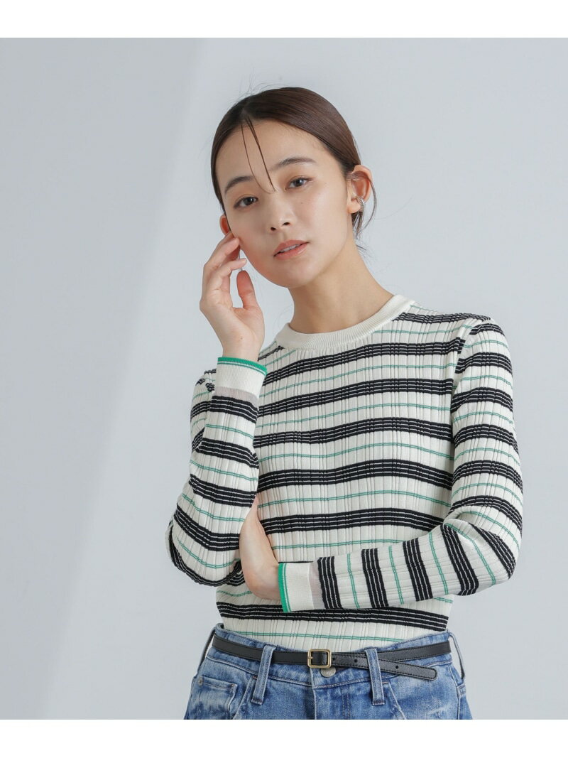 【SALE／55%OFF】ランダムリブボーダーニットトップス(セットアップ可) NANO universe ナノユニバース トップス ニット ホワイト ネイビー【RBA_E】【送料無料】[Rakuten Fashion]