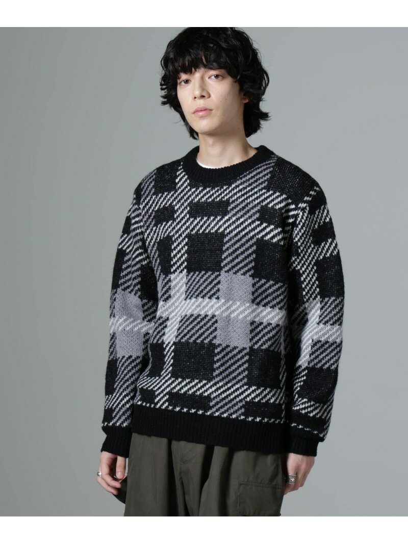 【SALE/60%OFF】ウールミックスパターンニット NANO universe ナノユニバース トップス ニット ブルー ブラウン ブラック【RBA_E】[...