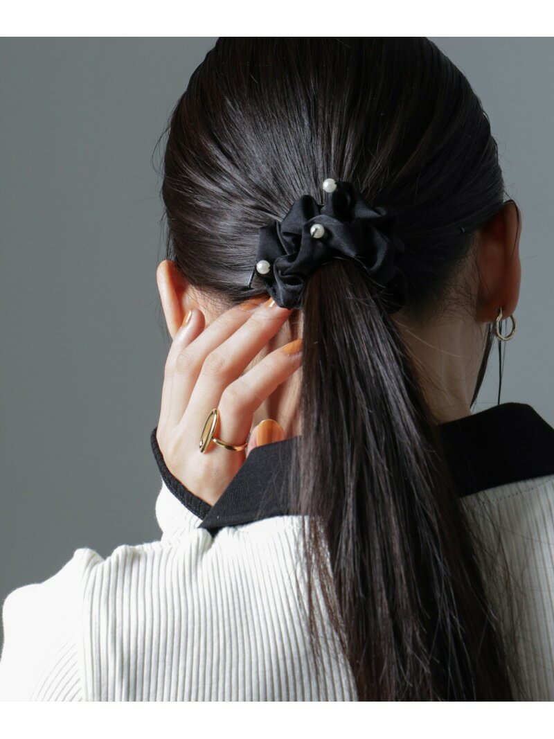 サテン&オーガンシュシュセット NANO universe ナノユニバース ヘアアクセサリー その他のヘアアクセサリー ブルー ブラック[Rakuten Fas...