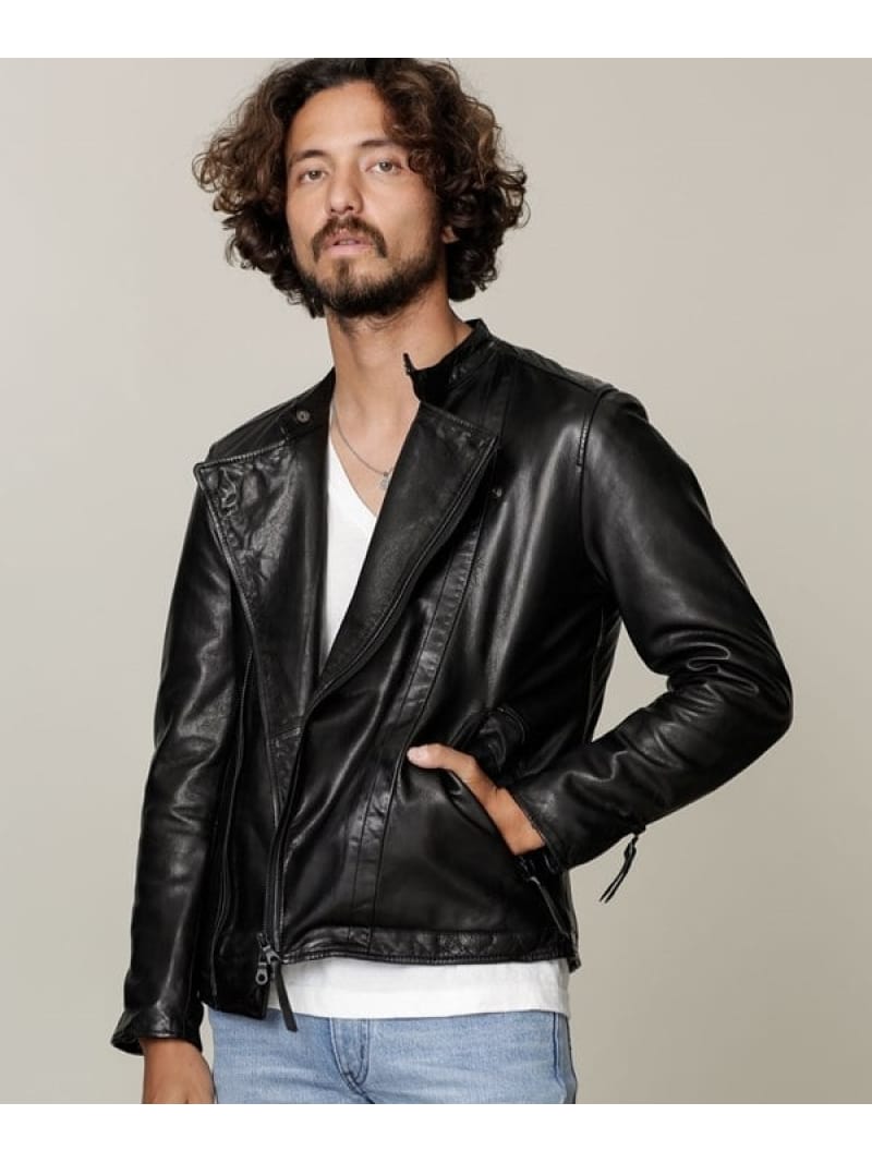 【SALE／50%OFF】オイルドレザー セミダブル ライダース NANO universe ナノユ ...