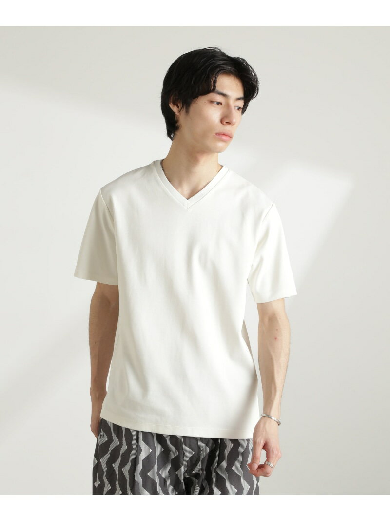 【SALE／30%OFF】ダブルスムースVネックTシャツ 半袖 NANO universe ナノユニバース トップス カットソー・Tシャツ グレー ブラック カーキグリーン ホワイト【RBA_E】【送料無料】[Rakuten Fashion]のサムネイル