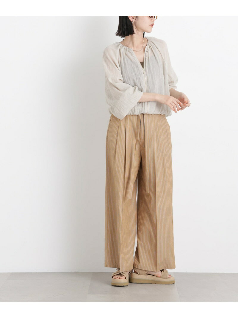 【SALE／50%OFF】ドビーストライプベルト付タックワイドパンツ(セットアップ可) NANO universe ナノユニバース パンツ その他のパンツ ブルー ピンク ベージュ【RBA_E】[Rakuten Fashion] nano-universe-10101758 NANO universe サンプル画像2