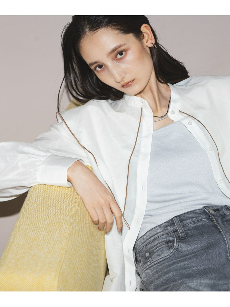 【SALE／65%OFF】シルク混ビックカラーシャツ NANO universe ナノユニバース トップス シャツ・ブラウス ホワイト ブラック ベージュ【RBA_E】【送料無料】[Rakuten Fashion]のサムネイル