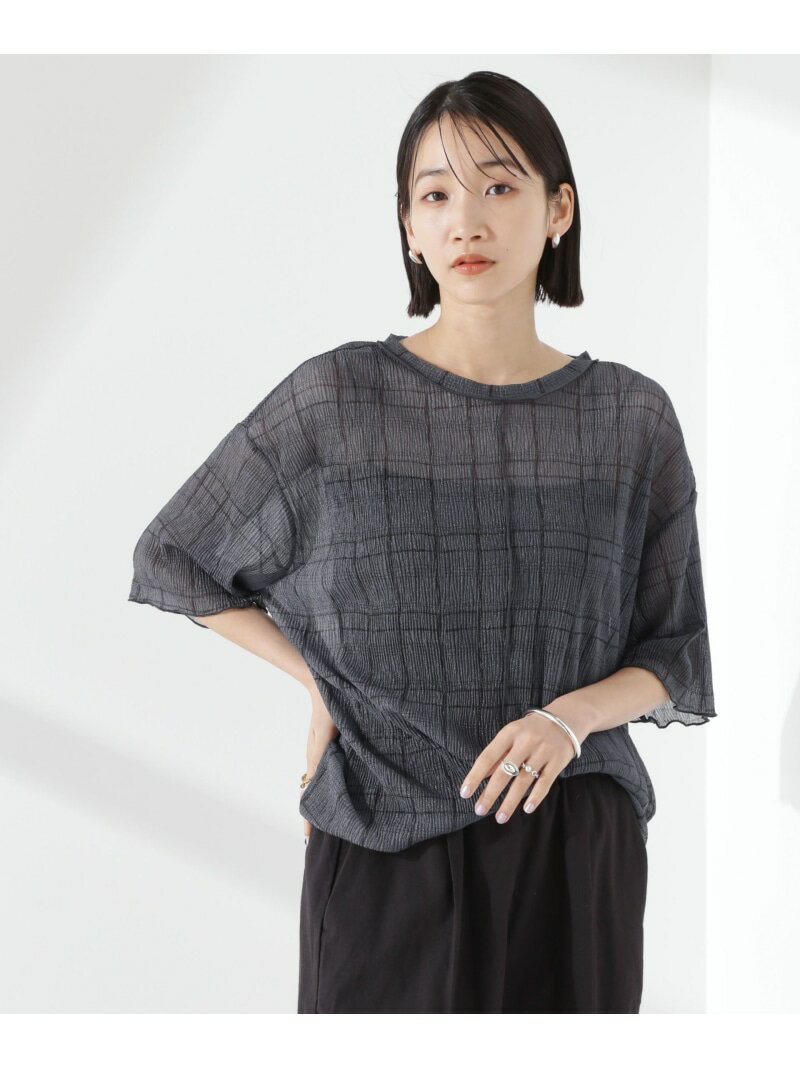 【SALE／40%OFF】楊柳チェックシアーカットTシャツ NANO universe ナノユニバース トップス カットソー・Tシャツ ブルー ブラック ホワイト【RBA_E】[Rakuten Fashion]のサムネイル