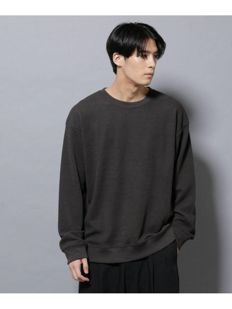 【SALE／10%OFF】テックワッフルクルーネックTシャツ NANO universe ナノユニバース トップス カットソー・Tシャツ ブラック ワインレッド ホワイト【RBA_E】【送料無料】[Rakuten Fashion]のサムネイル