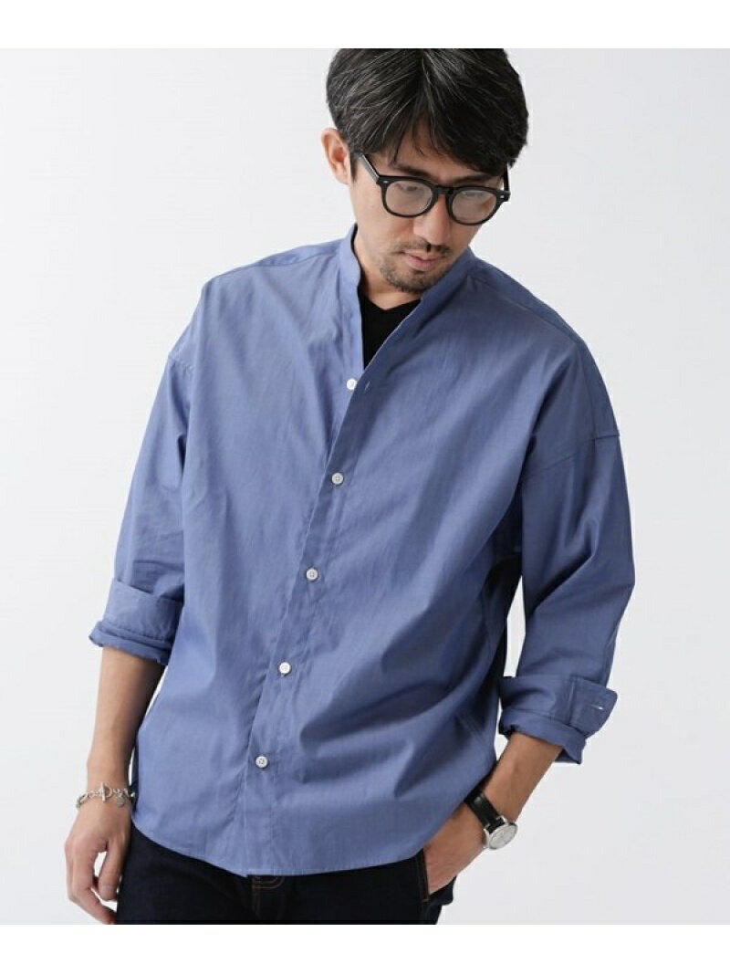 【SALE／50%OFF】大人のワイドシャツ シャンブレーバンドカラー NANO universe ナノユニバース トップス シャツ・ブラウス ブルー グレー ホワイト【RBA_E】【送料無料】[Rakuten Fashion]のサムネイル