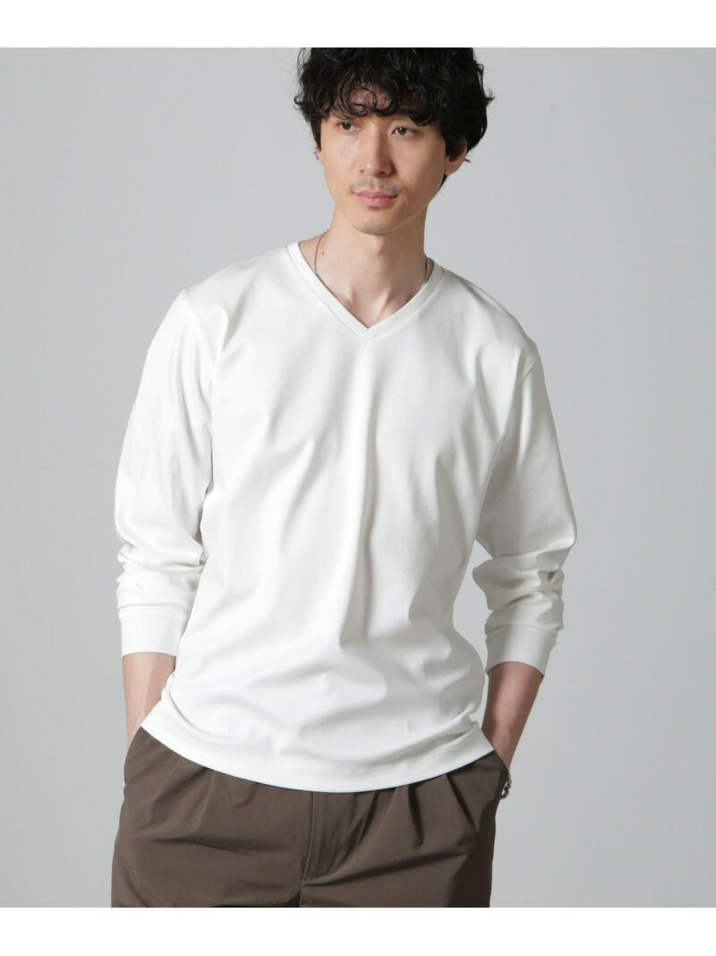 【SALE／40%OFF】アンチスメルVネックTシャツ 長袖 NANO universe ナノユニバース トップス カットソー・Tシャツ ブラック ブラウン グリーン ホワイト【RBA_E】【送料無料】[Rakuten Fashion]