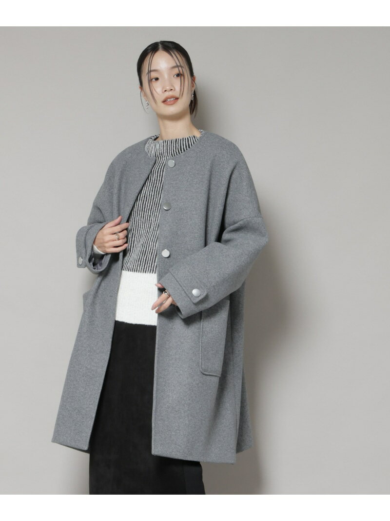 ノーカラーコクーンミドルコート NANO universe ナノユニバース ジャケット・アウター その他のジャケット・アウター グレー ホワイト ブラック【送料無料】[Rakuten Fashion]