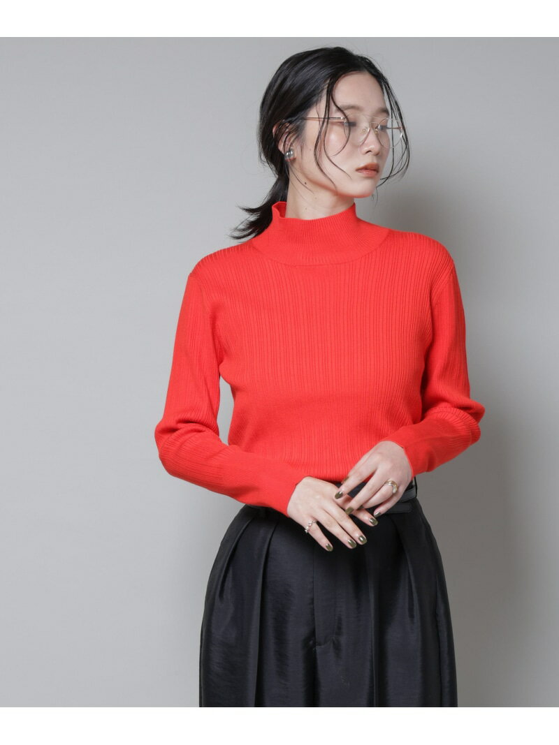 ホホバオイル加工ランダムリブタートルニット NANO universe ナノユニバース トップス ニット ホワイト ブラック レッド ブラウン【先行予約】*【送料無料】[Rakuten Fashion]