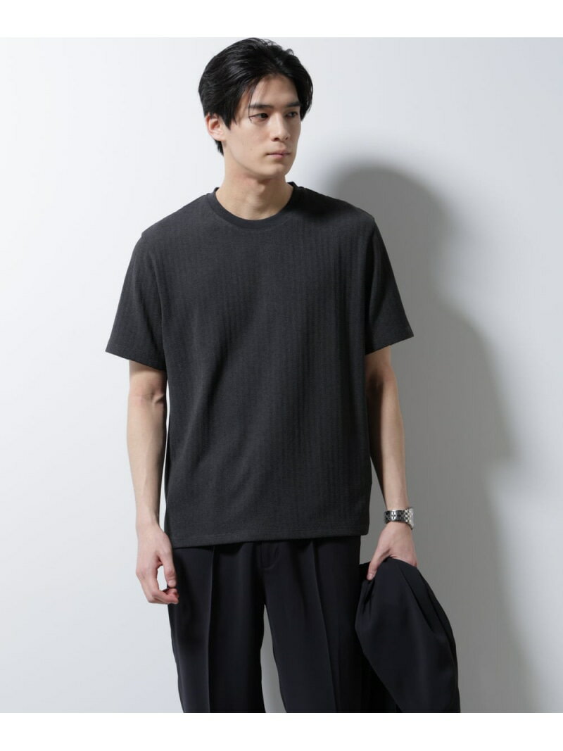 【SALE／40%OFF】「Damerino」ヘリンボンクルーネックTシャツ/防シワ・吸水速乾・UVカット NANO univer..