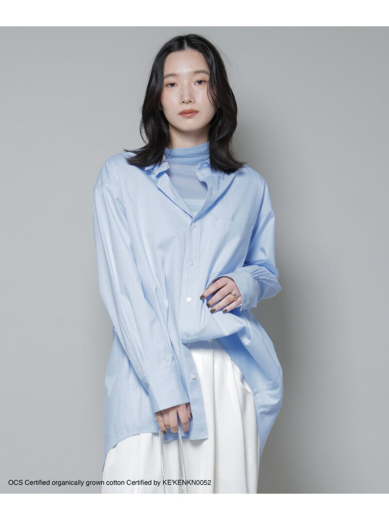 オーガニックコットンオックスフォードシャツ ( OCS ) NANO universe ナノユニバース トップス シャツ・ブラウス ホワイト ブルー【先行予約】*【送料無料】[Rakuten Fashion]