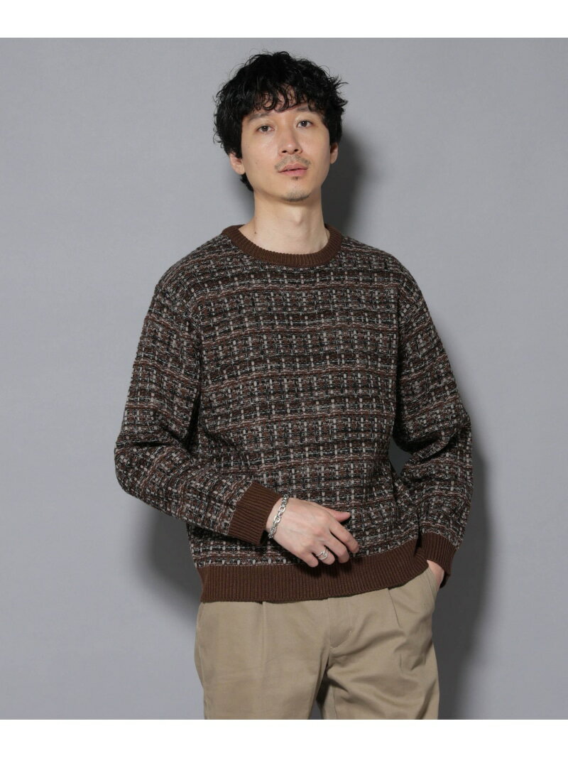 ツイードジャガードニット NANO universe ナノユニバース トップス ニット ブラウン ベージュ ブラック【先行予約】*【送料無料】[Rakuten Fashion]のサムネイル