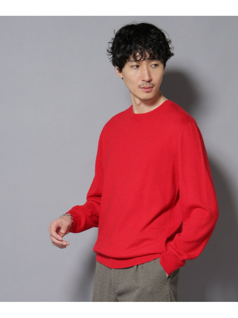 カシミヤミックスクルーネックニット NANO universe ナノユニバース トップス ニット ブルー グレー レッド ネイビー【先行予約】*【送料無料】[R...