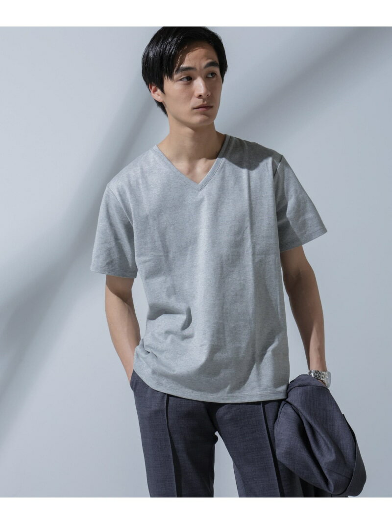 【SALE／10 OFF】Anti Soaked(R) 汗染み防止 VネックTシャツ NANO universe ナノユニバース トップス カットソー Tシャツ グレー ブラック ホワイト ベージュ【RBA_E】【送料無料】 Rakuten Fashion