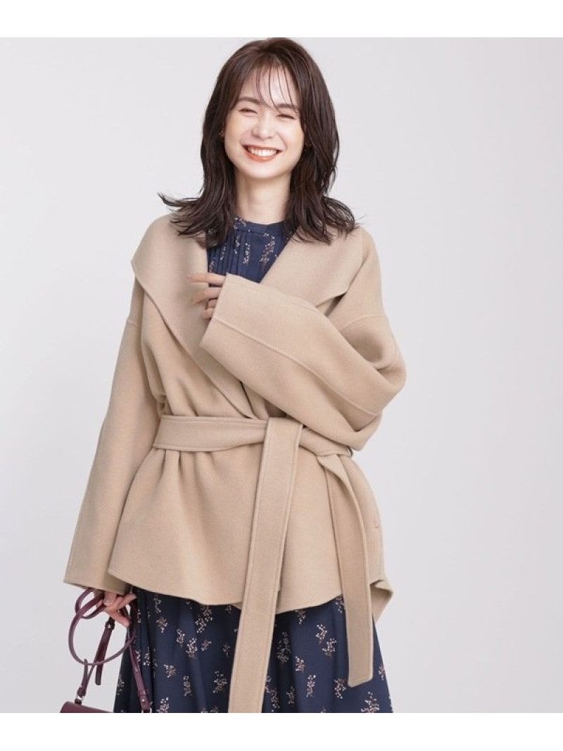 【SALE／30%OFF】LA TORRE/ダブルフェイスフレアコート NANO universe ナノユニバース ジャケット・アウター その他のジャケット・アウター ベージュ ネイビー【RBA_E】【送料無料】[Rakuten Fashion]のサムネイル