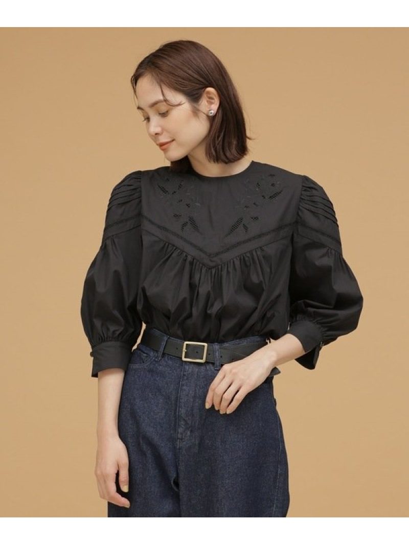 【SALE／60%OFF】LB.03/エンブロイダリーマトンスリーブブラウス LB.03 Section ナノユニバース トップス シャツ・ブラウス ブラック ホワイト ブラウン【RBA_E】【送料無料】[Rakuten Fashion]のサムネイル