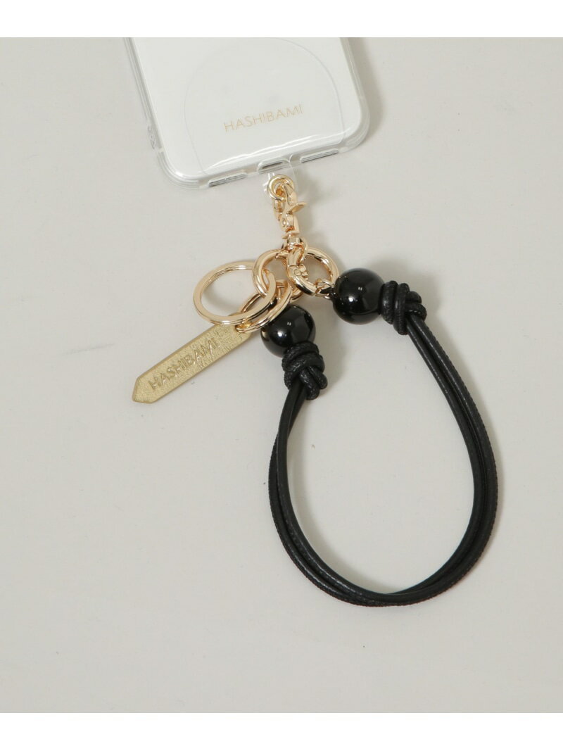 HASHIBAMI/大玉天然石 ×レザー スマホハンドストラップ NANO universe ナノユニバース ファッション雑貨 その他のファッション雑貨 ホワイト ブラック【送料無料】[Rakuten Fashion]