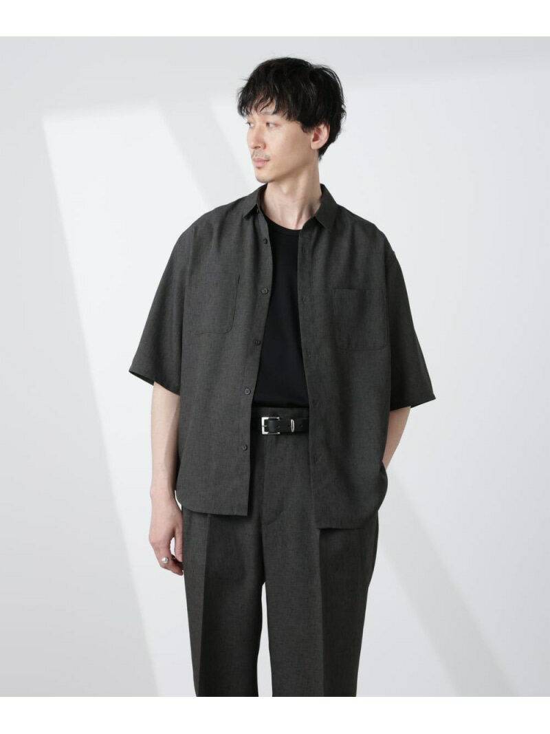 【SALE／25%OFF】テックリネンシャツ 半袖 NANO universe ナノユニバース トップス シャツ・ブラウス ネイビー グレー ホワイト ブラウン【RBA_E】【送料無料】[Rakuten Fashion]のサムネイル