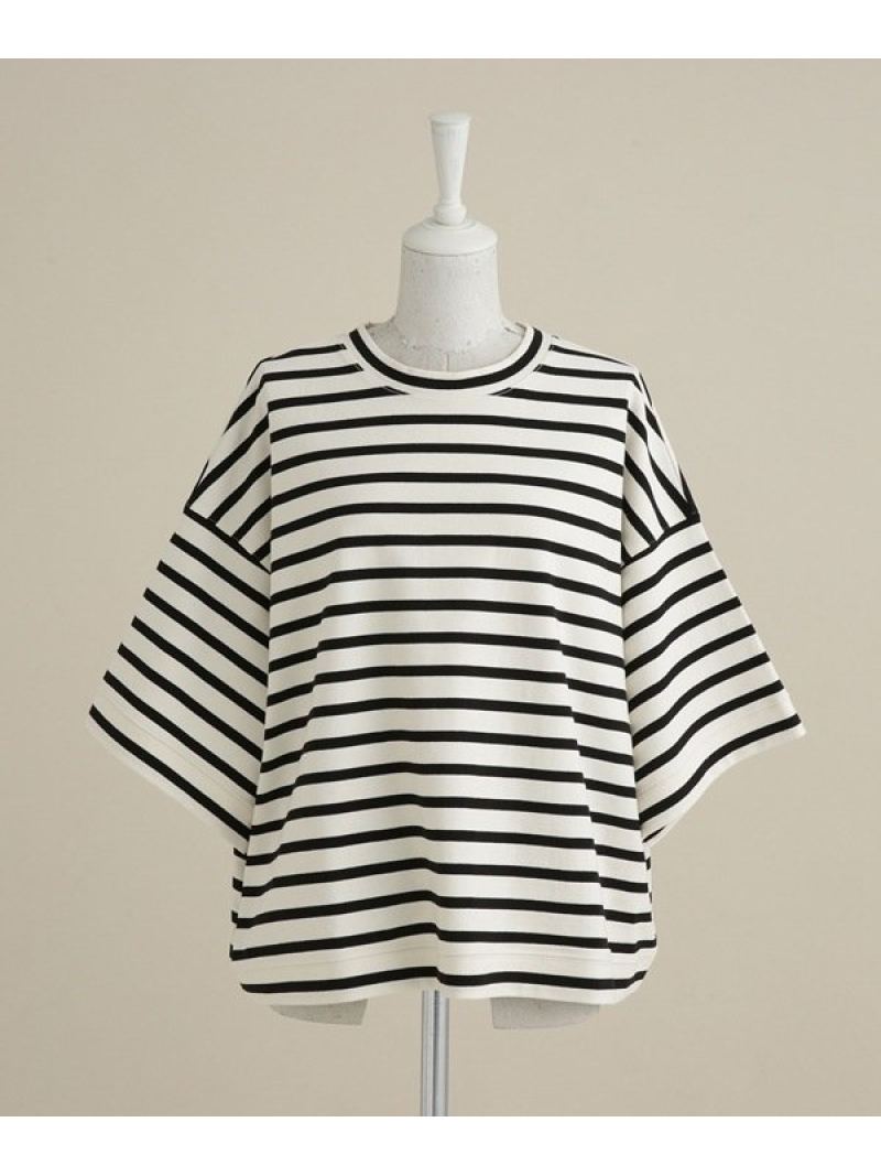 【SALE／45%OFF】LB.03/ボーダーボクシーワイドTシャツ LB.03 Section ナノユニバース トップス カットソー・Tシャツ ホワイト ベージュ ブルー【RBA_E】【送料無料】[Rakuten Fashion]のサムネイル